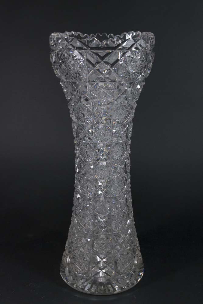 Fabulous Heavily Cut Glass Flower Vase (1 of 3)