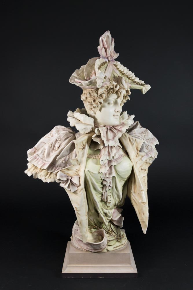 Early 20th Century Teplitz Porcelain Bust of Woman (1 of 6)