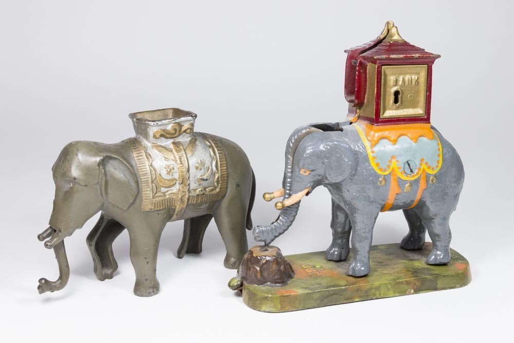 Lot of 2 Cast Iron Mechanical Elephant Banks (1 of 7)