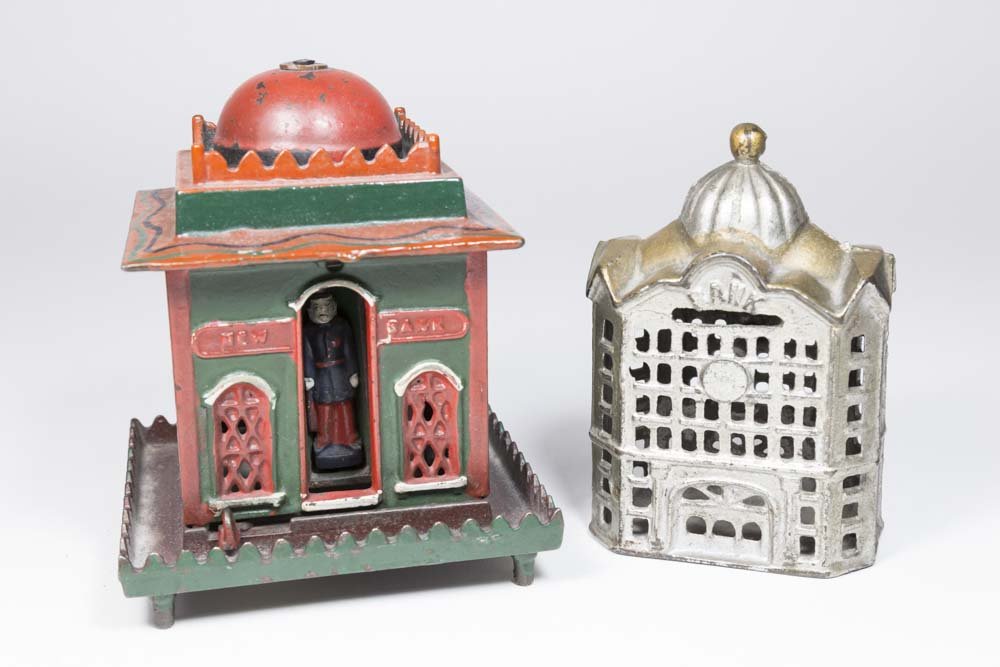 Lot of 2 Cast Iron Banks (1 of 4)