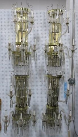 4 Mid-Century Modern Chrome & Crystal Sconces (1 of 3)