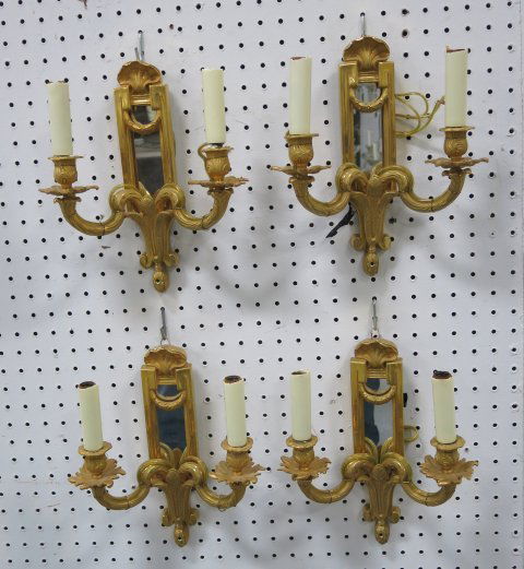 Set 4 Louis XVI Style Gilt Metal 2-Light Sconces (1 of 2)