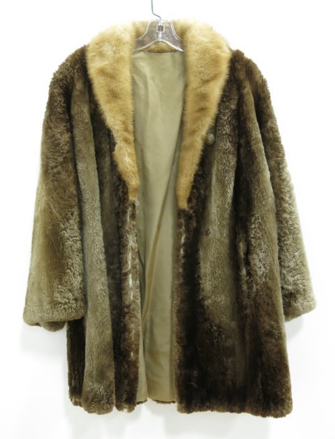 Sheared Beaver Car Coat with Mink Collar: Size medium, 8-10.