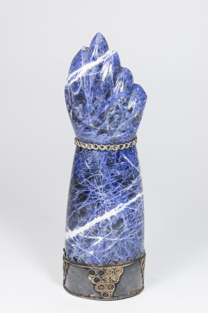 Hand Form Lapis Lazuli Silver Mounted Statue (1 of 4)