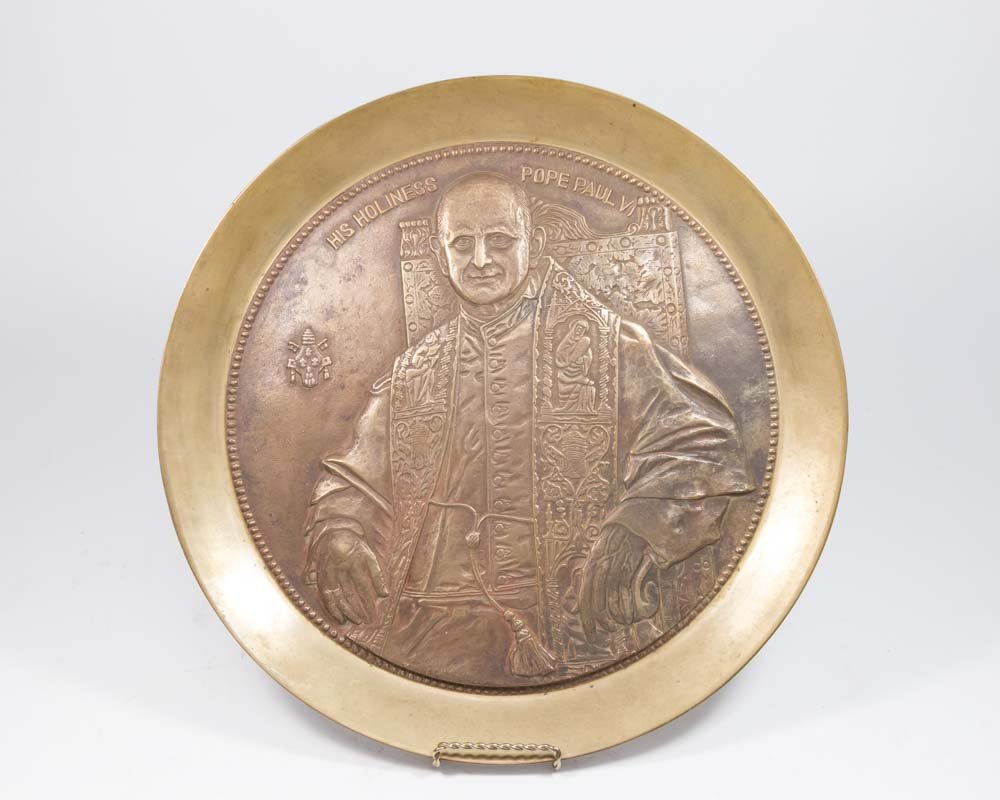 Brass Rim Bronze Plaque of Pope Paul VI (1 of 3)