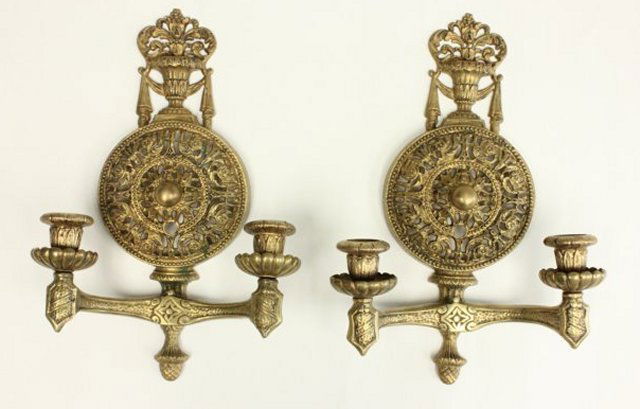 Pair Brass 2-Arm Sconces (1 of 4)
