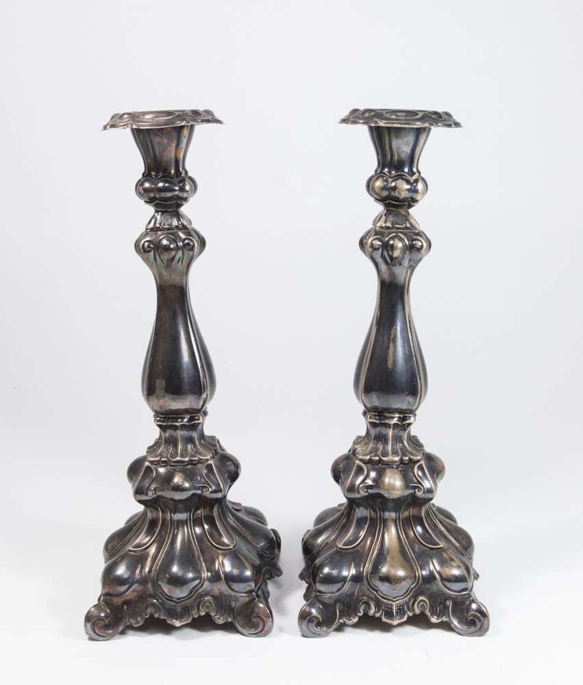 Pair Sterling Silver Weighted Candlesticks (1 of 6)