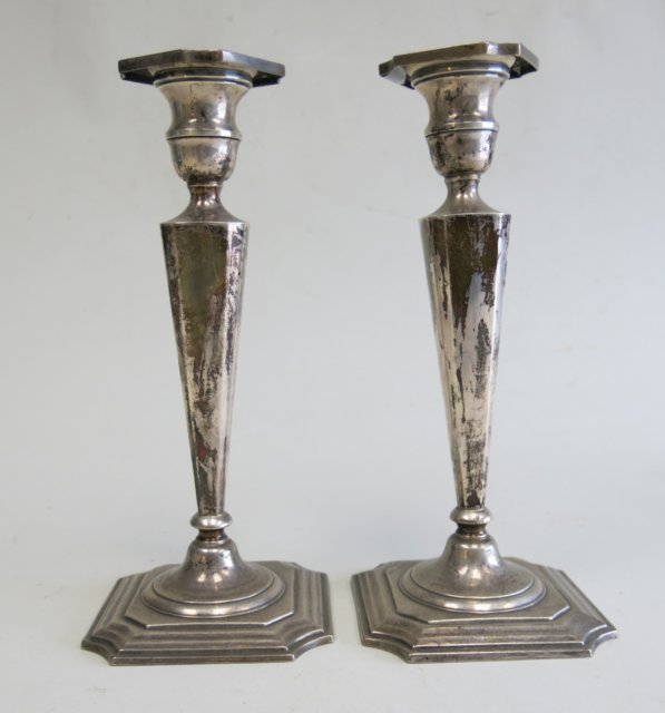 Pair Sterling Silver Candlesticks (1 of 3)