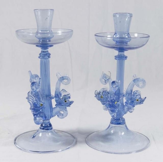 Pair Venetian Figural Dolphin Candlesticks (1 of 1)