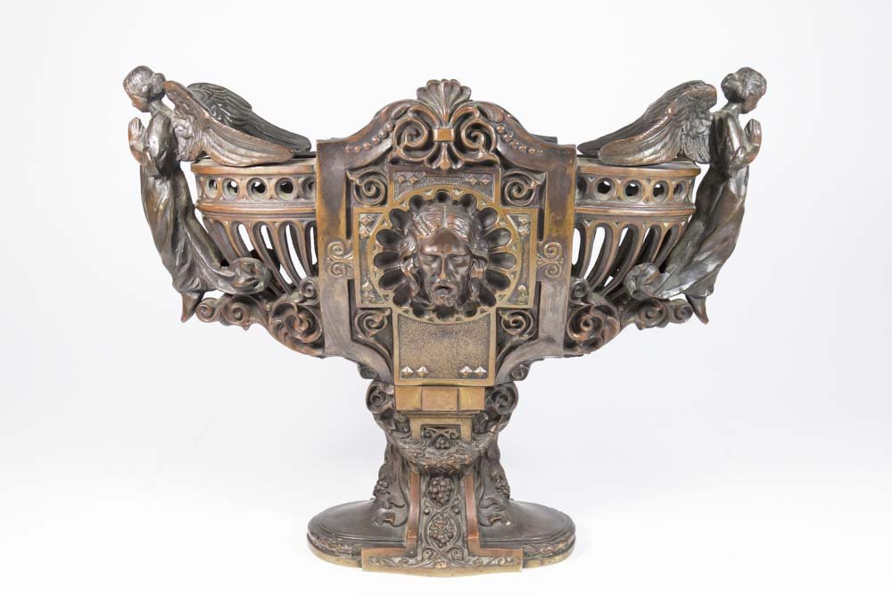 Bronze Religious Figural Compote Centerpiece (1 of 6)