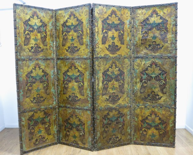 Renaissance Style Polychrome & Gilt 4-Panel Screen (1 of 5)