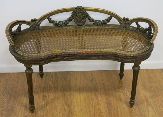 Giltwood Carved Walnut Window Bench (1 of 4)