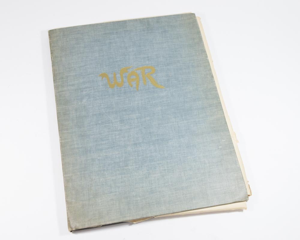 Pierre Bourdelle, "War": Limited edition. Portfolio. Edition 76/250. Signed and dated 1945. Approx. 18" H x 14" W. Aging and wear.