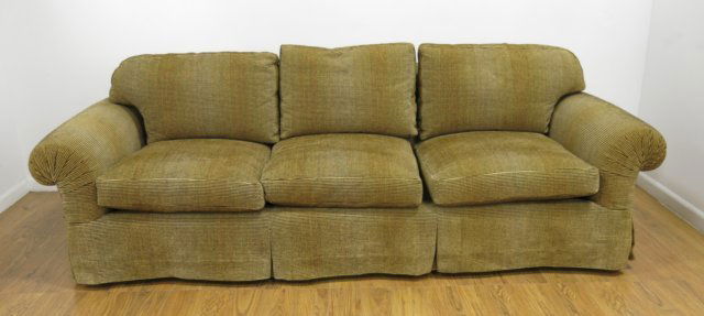 Upholstered Striped Brown Sofa (1 of 3)