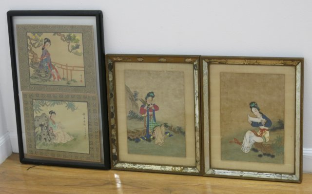 3 Chinese Works on Silk, Female Figures (1 of 4)
