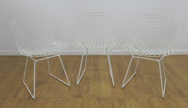 Set of 3 Harry Bertoia White Side Chairs (1 of 3)
