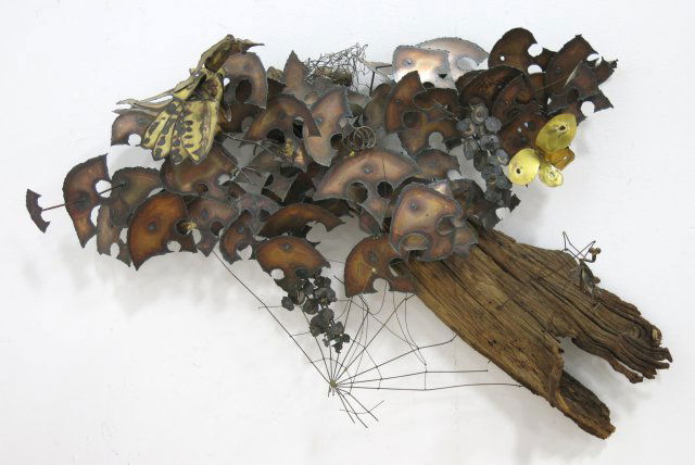 Brutalist Copper, Brass, & Wood Sculpture (1 of 4)