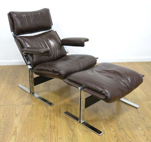 Kipp Stewart Chrome Armchair & Ottoman (1 of 5)