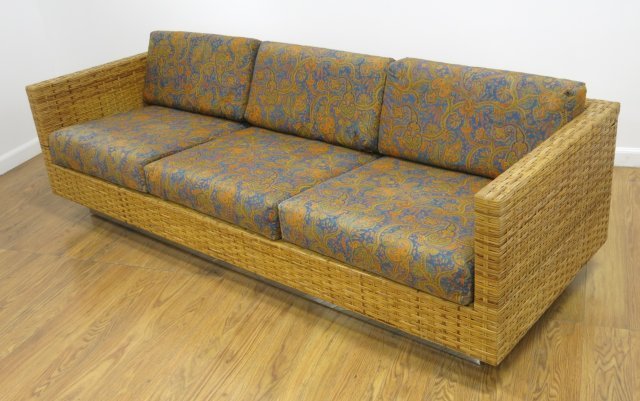 Woven Rattan & Chrome Sofa (1 of 2)