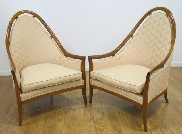 Pair Italian Walnut Spoon Back Armchairs (1 of 4)