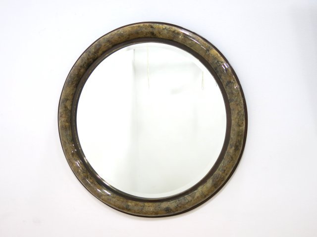 Brass Inlaid Mahogany & Shell Finished Mirror (1 of 1)