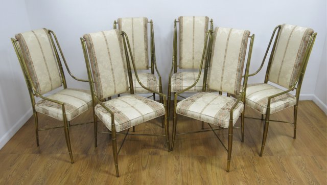Set of 6 Mastercraft Brass Bamboo Chairs (1 of 5)