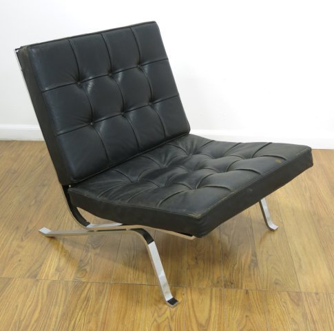 Robert Haussmann "Homage to Mies" Chair: Chrome steel. Approx. 28" H x 25" W x 30" D.