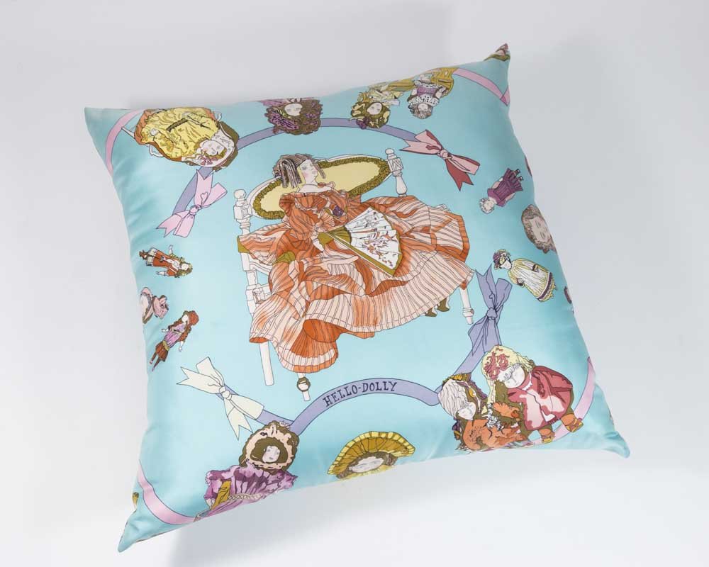 Hermès "Hello Dolly" Silk Scarf Pillow: Approx. 15" W.