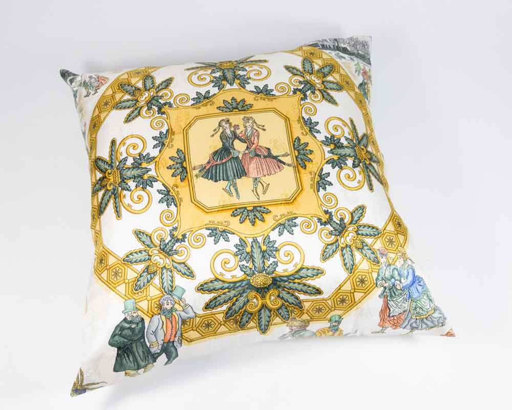 Hermès Silk Scarf Pillow: Approx. 15" W.