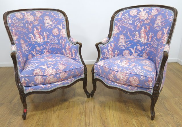 Large Pair Louis XV Style Beechwood Bergères (1 of 4)