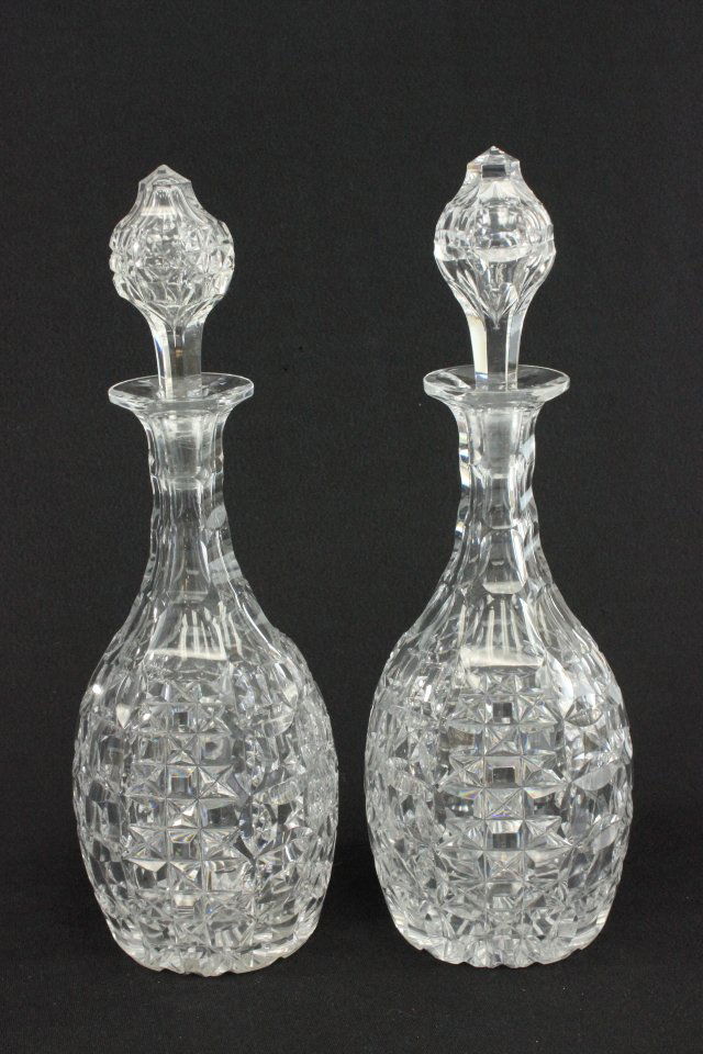 Pair Victorian Cut Crystal Decanters (1 of 4)