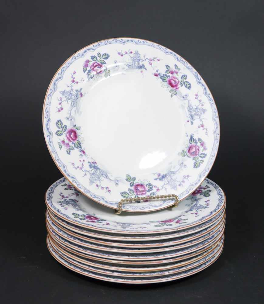 Set 10 Minton's Chinoiserie Porcelain Plates: Approx. 9" diameter. Property from a Park Ave, NY collection.