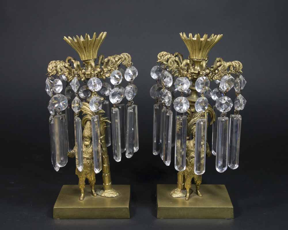 Pair Victorian Gilt Brass Figural Candlesticks (1 of 4)