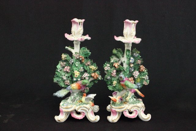 Pair of 19th c. Chelsea Gold Anchor Candlesticks (1 of 8)