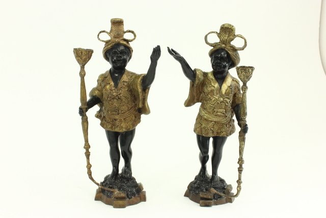 Pair Italian Style Blackamoor  Candlesticks (1 of 6)