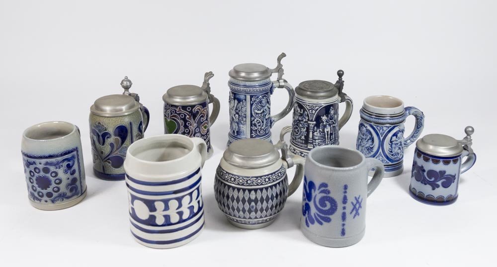 Lot of 10 German Steins (1 of 10)
