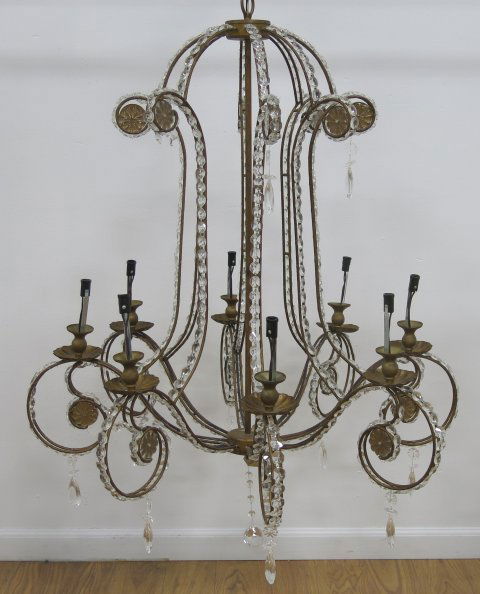 Italian Rococo Style Gilt Wrought Iron Chandelier (1 of 2)