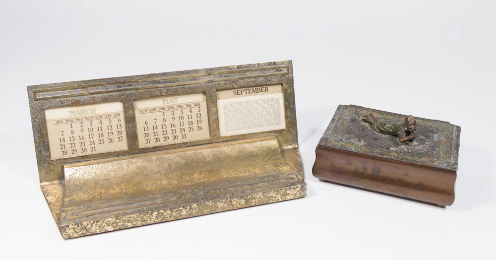 Sterling on Bronze Desk Tray & Copper Stamp Box (1 of 6)