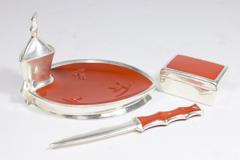 Wilhelm Spark Silver Overlay 3-Piece Desk Set (1 of 4)