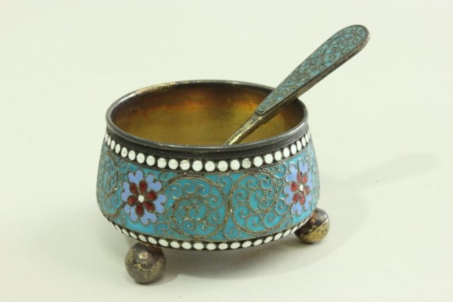Early Russian Silver & Enamel Salt Cellars (1 of 6)