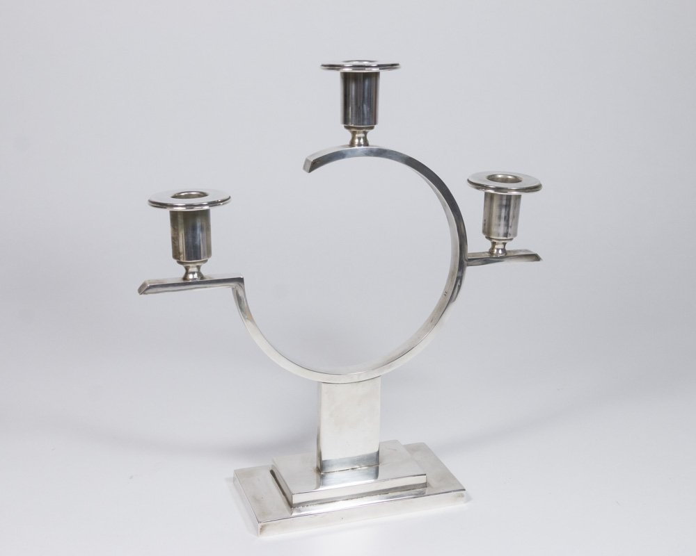 Art Deco Polish 800 Silver 3-Arm Candelabra (1 of 5)