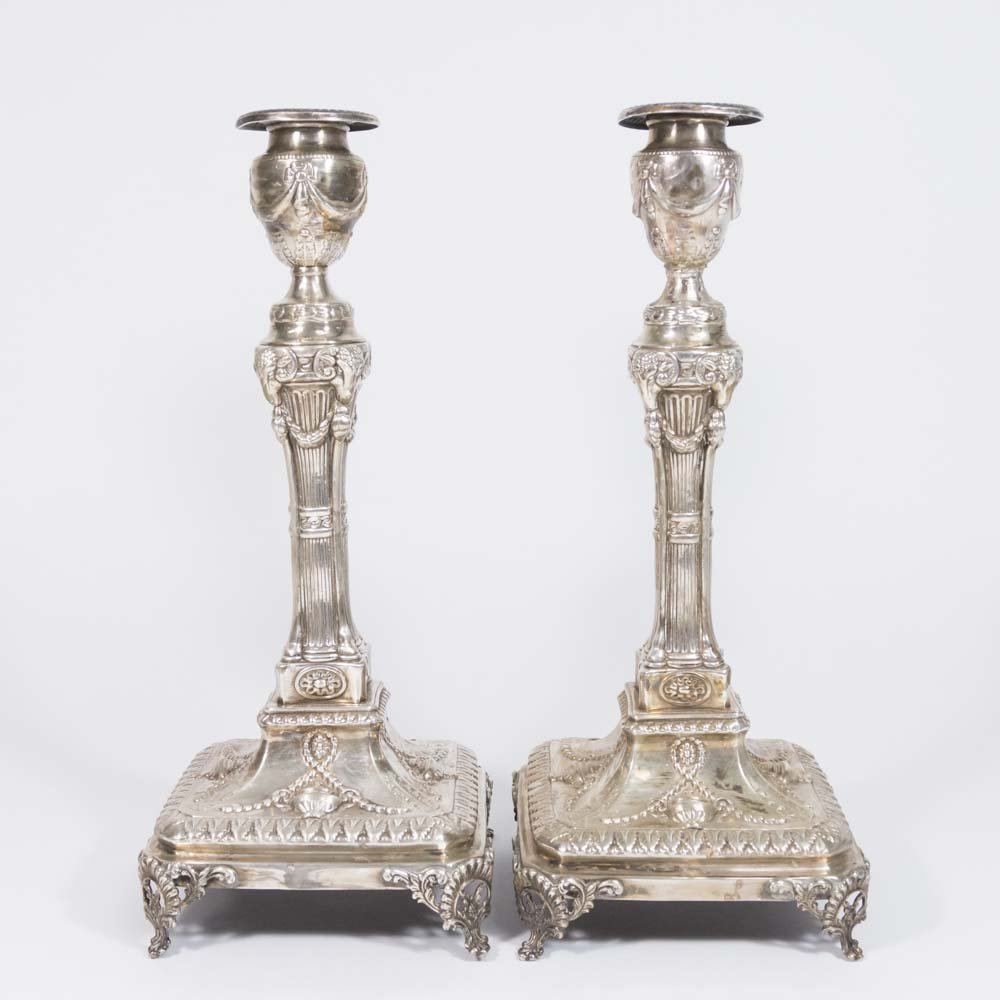 Pair Antique Dutch Silver Candlesticks (1 of 4)