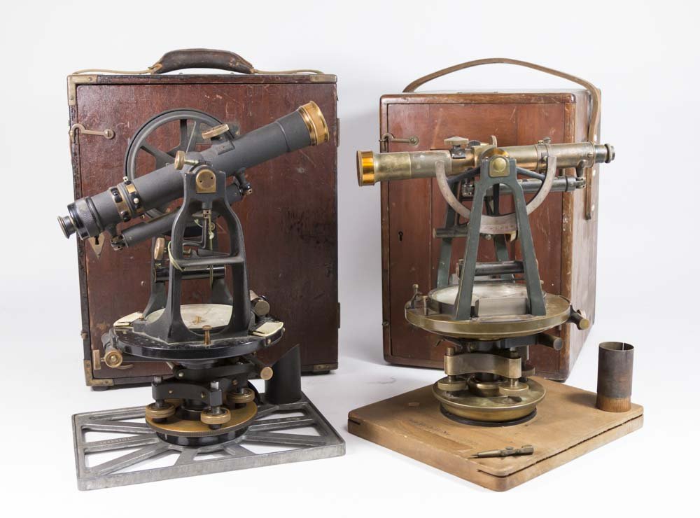 2 Transits: Surveyor's instrument for measuring horizontal angles - Menkin Instrument Co. & Berger Co.