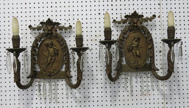 Pair Louis XVI Style Ormolu 2-Light Wall Sconces (1 of 3)