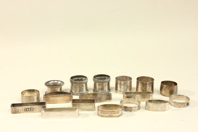 Group Lot of 17 Sterling Silver Napkin Rings (1 of 4)