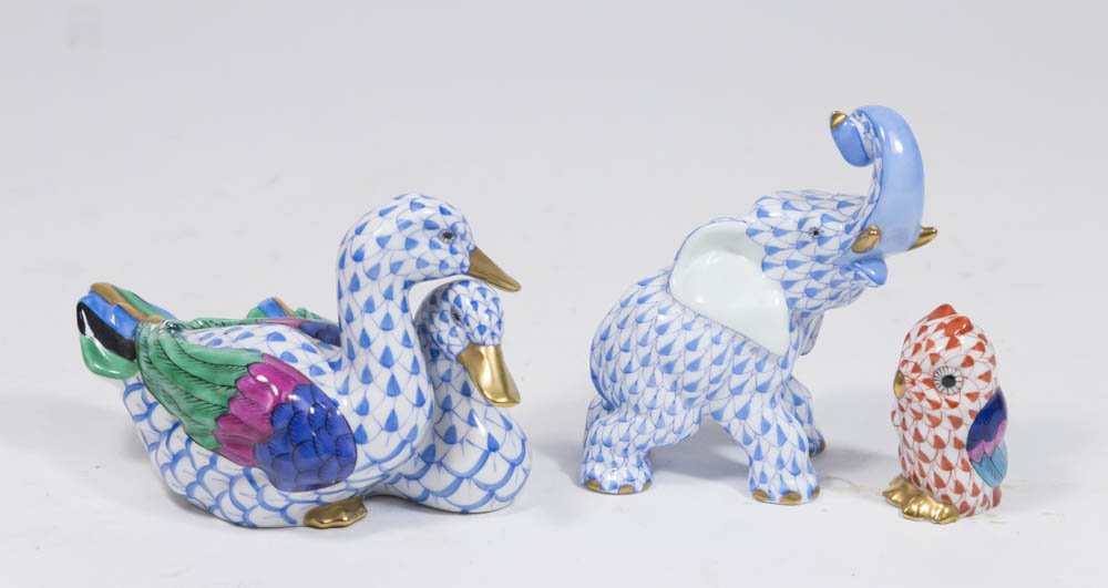 3 Fishnet Pattern Herend Figures (1 of 5)