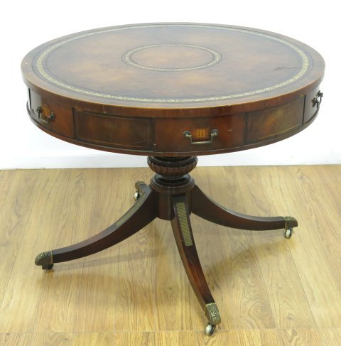 Mahogany Inlaid Leathertop Rent Table (1 of 3)