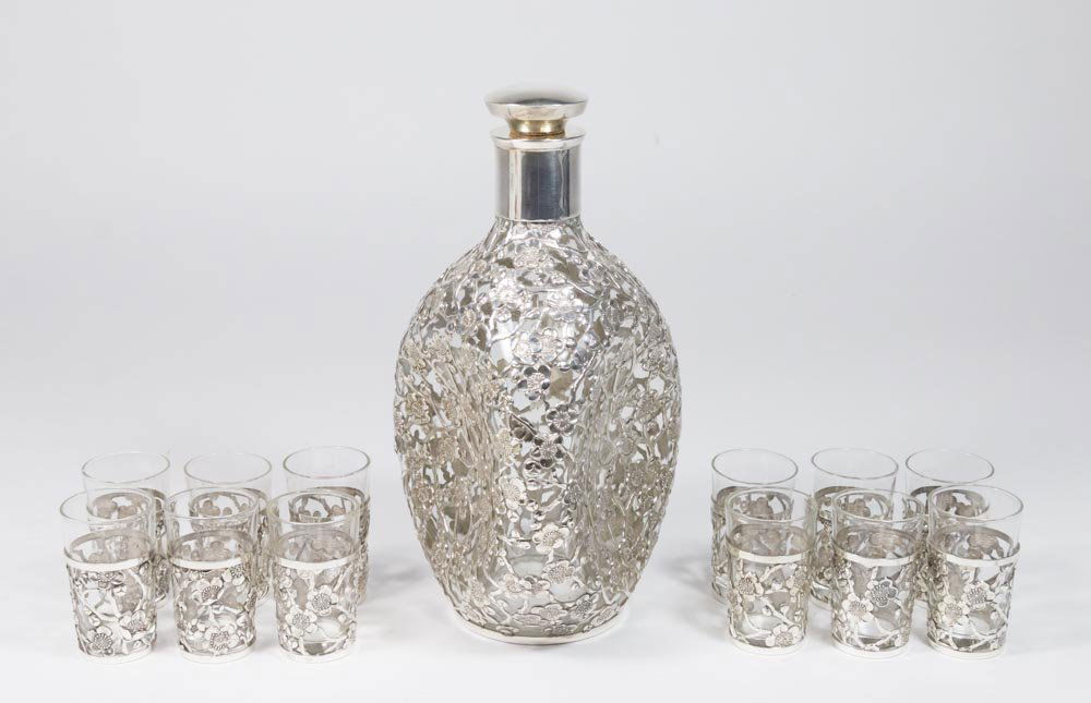Chinese Silver & Crystal Liqueur Set (1 of 5)
