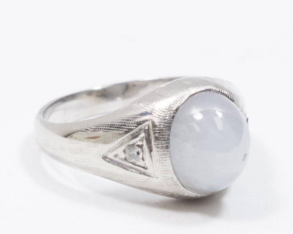 14K White Gold Men's Gypsy Style Dinner Ring (1 of 5)