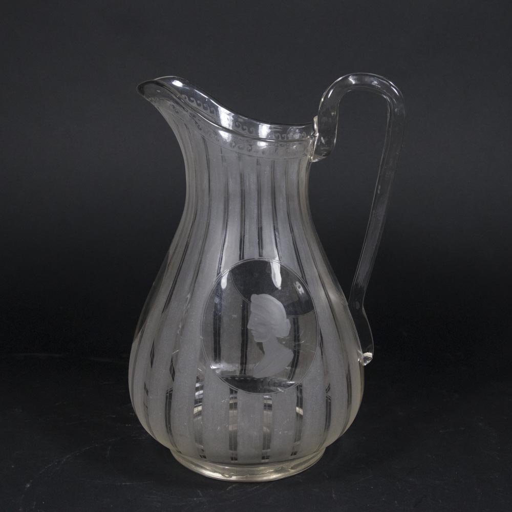 Early Handblown Etched Glass Pitcher (1 of 5)